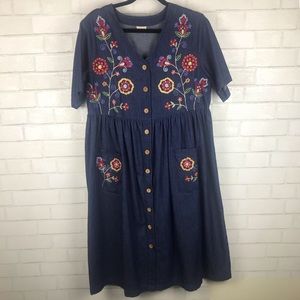 Bechamel Denim Embroidered Dress